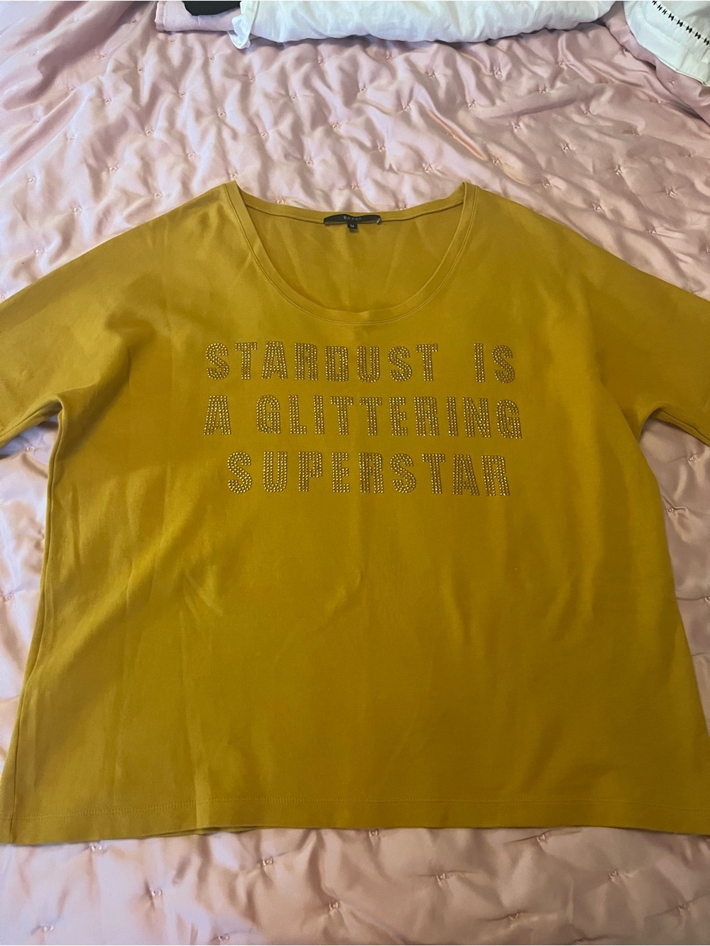 Gucci Mustard Graphic Shirt with Rhinestones